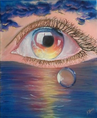 Schilderij getiteld "Ocean Of Tears" door Ira Florou, Origineel Kunstwerk, Olie