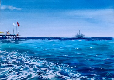 Schilderij getiteld "Blue Mediterranean,…" door Ira Popovych, Origineel Kunstwerk, Aquarel