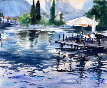Painting titled "On the Water" by Ira Popovych, Original Artwork, Watercolor
