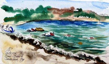 Painting titled "Water Sports, Diddi…" by Ira Popovych, Original Artwork, Watercolor