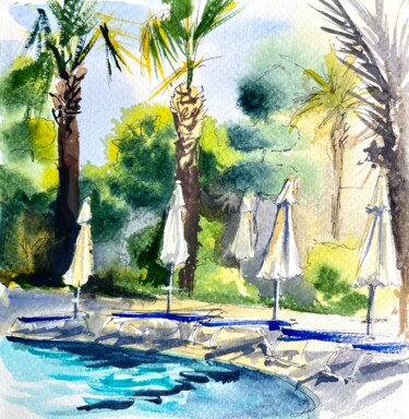 绘画 标题为“Saphir pool, Alanya…” 由Ira Popovych, 原创艺术品, 水彩