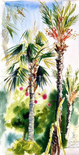 Painting titled "Sketching At the Sa…" by Ira Popovych, Original Artwork, Watercolor