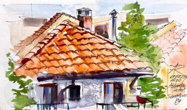 Painting titled "From My Balcony vie…" by Ira Popovych, Original Artwork, Watercolor