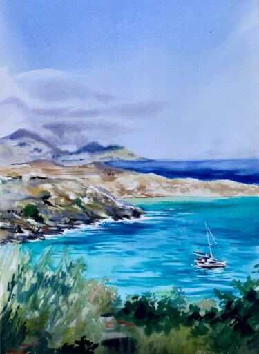 Pintura intitulada "Saint Paul’s Bay, R…" por Ira Popovych, Obras de arte originais, Aquarela