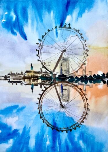 Malerei mit dem Titel "London Eye" von Ira Popovych, Original-Kunstwerk, Aquarell