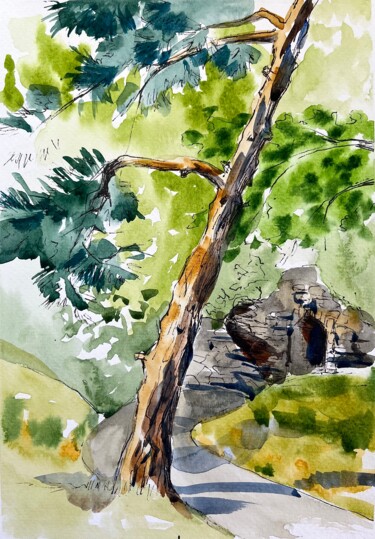 Painting titled "Residence Dendropar…" by Ira Popovych, Original Artwork, Watercolor