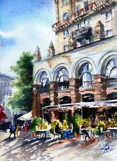 Painting titled "SPEAK KYIV! THE CAP…" by Ira Popovych, Original Artwork, Watercolor