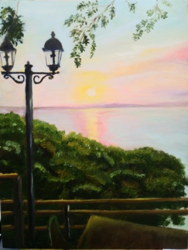 Painting titled "The sunset somewher…" by Irina Shopina, Original Artwork, Oil