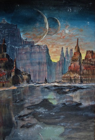 「Новая Земля」というタイトルの絵画 Ира Сидоренкоによって, オリジナルのアートワーク, アクリル ウッドパネルにマウント