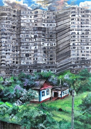 Картина под названием "Home" - Ира Сидоренко, Подлинное произведение искусства, Акрил Установлен на Деревянная панель