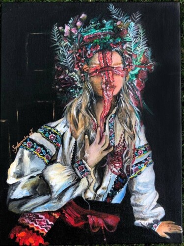 Pintura titulada "Украинская кукла мо…" por Ira Sidorenko, Obra de arte original, Oleo