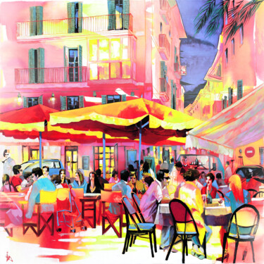 Картина под названием "Cafe in Palma, limi…" - Ira Tsantekidou, Подлинное произведение искусства, Другой