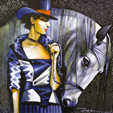 Painting titled "Horsewoman, overpai…" by Ira Tsantekidou, Original Artwork, Acrylic