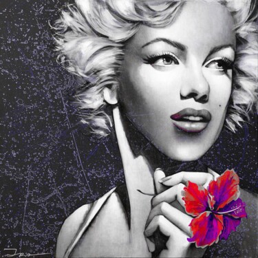 Ζωγραφική με τίτλο "Marilyn with Flower…" από Ira Tsantekidou, Αυθεντικά έργα τέχνης, Ακρυλικό