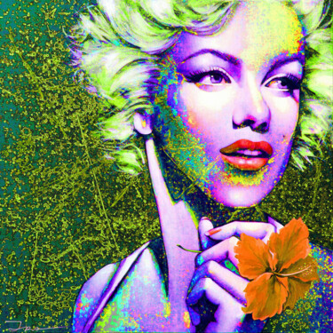 Malerei mit dem Titel "Marilyn with Flower…" von Ira Tsantekidou, Original-Kunstwerk, Acryl