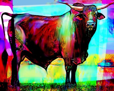 Painting titled "El Toro 3" by Ira Tsantekidou, Original Artwork, Digital Painting