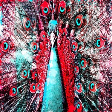 Painting titled "Peacock 2" by Ira Tsantekidou, Original Artwork, Digital Painting