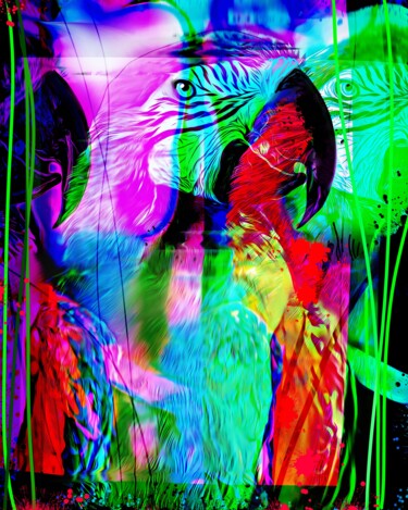 Schilderij getiteld "Parrot 1" door Ira Tsantekidou, Origineel Kunstwerk, Digitaal Schilderwerk