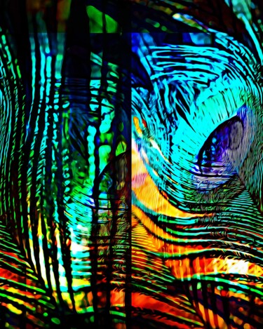 Malerei mit dem Titel "Peacock Feather 1" von Ira Tsantekidou, Original-Kunstwerk, Digitale Malerei
