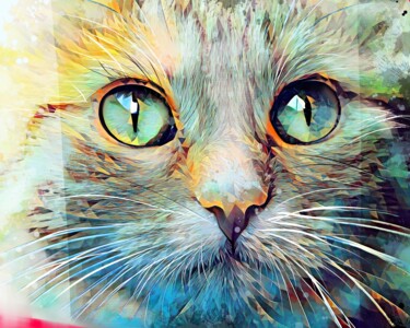 Картина под названием "Cat 1" - Ira Tsantekidou, Подлинное произведение искусства, Цифровая живопись