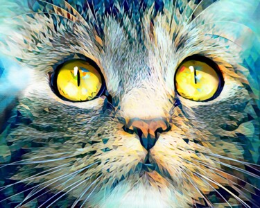 Картина под названием "Cat 4" - Ira Tsantekidou, Подлинное произведение искусства, Цифровая живопись