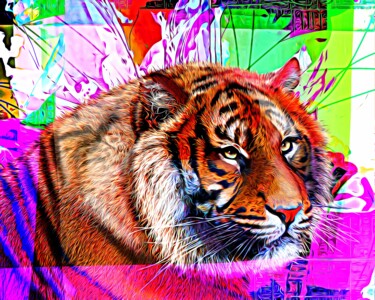 Malerei mit dem Titel "Cat 2" von Ira Tsantekidou, Original-Kunstwerk, Digitale Malerei