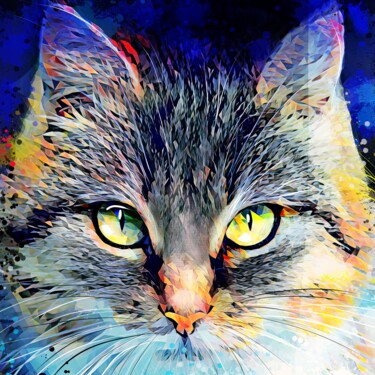 Painting titled "Cat 6" by Ira Tsantekidou, Original Artwork, Digital Painting