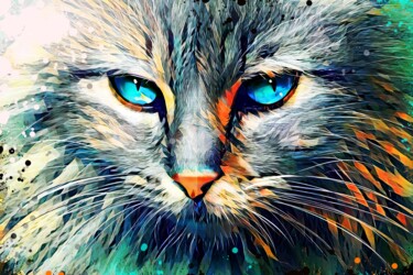 Картина под названием "Cat 9" - Ira Tsantekidou, Подлинное произведение искусства, Цифровая живопись