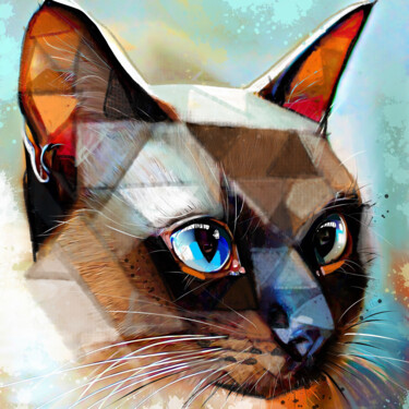Malerei mit dem Titel "Cat 16" von Ira Tsantekidou, Original-Kunstwerk, Digitale Malerei