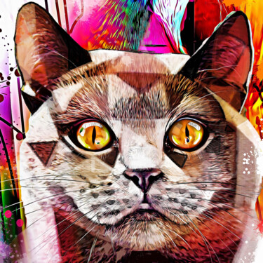Картина под названием "Cat 13" - Ira Tsantekidou, Подлинное произведение искусства, Цифровая живопись