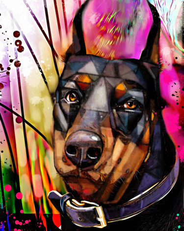 Painting titled "Dog 9" by Ira Tsantekidou, Original Artwork, Digital Painting