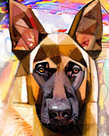 Malerei mit dem Titel "Dog 11" von Ira Tsantekidou, Original-Kunstwerk, Digitaldruck