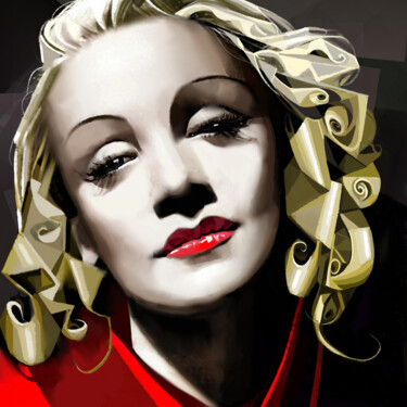 Schilderij getiteld "Marlene Dietrich 2" door Ira Tsantekidou, Origineel Kunstwerk, Digitaal Schilderwerk