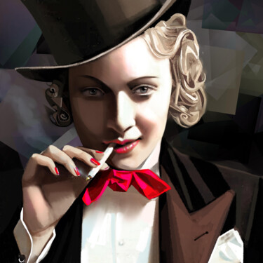 Malerei mit dem Titel "Marlene Dietrich 3" von Ira Tsantekidou, Original-Kunstwerk, Digitale Malerei