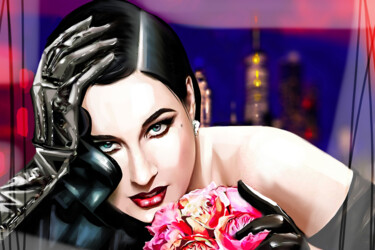 Painting titled "Dita Von Teese 4" by Ira Tsantekidou, Original Artwork, Digital Painting