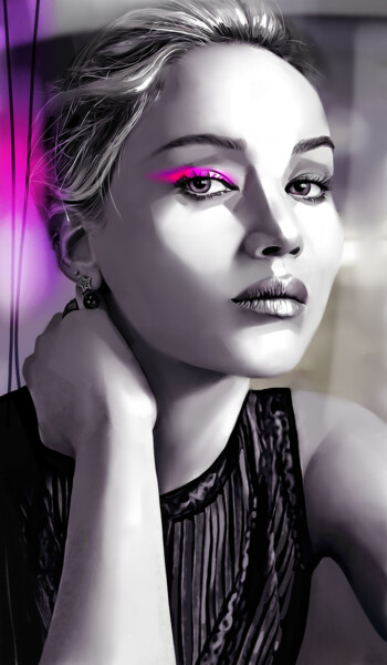 Peinture intitulée "Jennifer Lawrence 1" par Ira Tsantekidou, Œuvre d'art originale, Peinture numérique