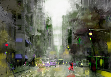 Painting titled "New York Street 1" by Ira Tsantekidou, Original Artwork, Digital Painting