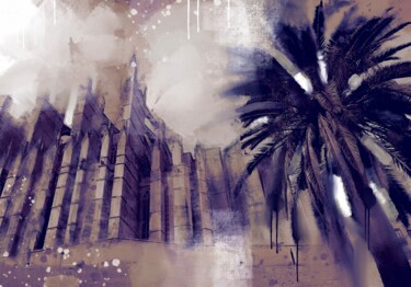 Painting titled "Cathedral in Palma 2" by Ira Tsantekidou, Original Artwork, Digital Painting