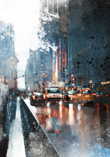 Malerei mit dem Titel "New York Street 2" von Ira Tsantekidou, Original-Kunstwerk, Digitale Malerei