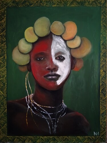 Painting titled "Африканский мальчик" by Ira, Original Artwork, Oil