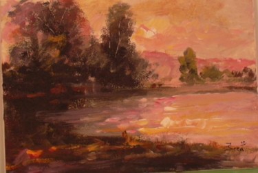 Pittura intitolato "Il lago" da Ira-Ma, Opera d'arte originale, Olio