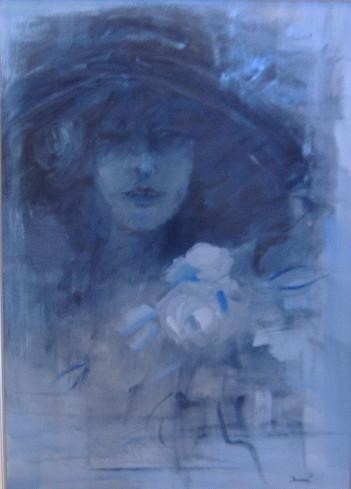 Malarstwo zatytułowany „Donna con cappello” autorstwa Ira-Ma, Oryginalna praca, Olej