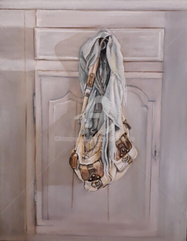 Painting titled "Le foulard #ArtistS…" by Iracéma Lambotte (ira), Original Artwork, Oil Mounted on Wood Stretcher frame