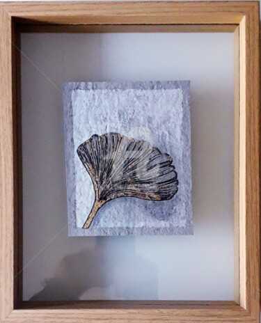 Drawing titled "Ginkgo biloba" by Iracéma Lambotte (ira), Original Artwork, Ink Mounted on Wood Stretcher frame