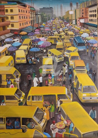 Pintura intitulada "Marché en ville" por Iracéma Lambotte (ira), Obras de arte originais, Acrílico