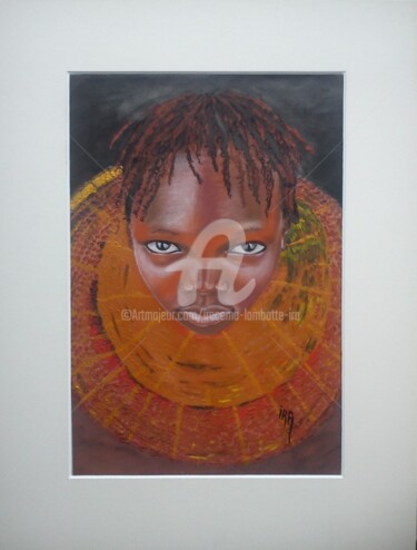 Desenho intitulada "Massai" por Iracéma Lambotte (ira), Obras de arte originais, Pastel