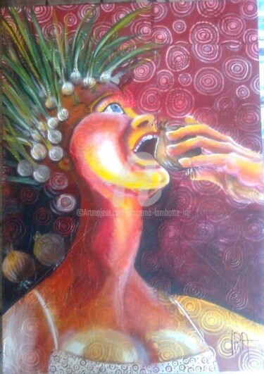 Peinture intitulée "La femme aux oignon…" par Iracéma Lambotte (ira), Œuvre d'art originale, Huile