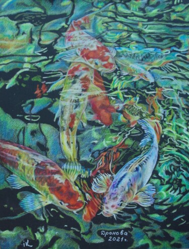제목이 "Рыбки"인 그림 Дронова(Коротоякская)로, 원작, 연필