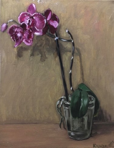 Painting titled "orchid" by Iryna Karpiak, Original Artwork, Oil
