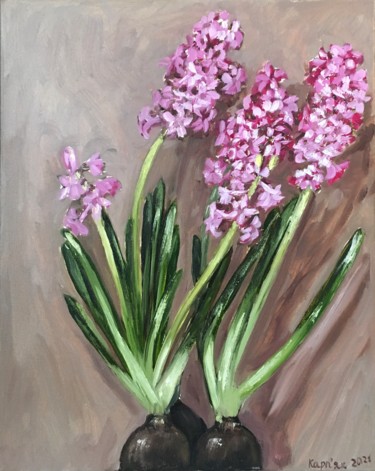 Painting titled "hyacinth" by Iryna Karpiak, Original Artwork, Oil